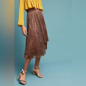 Anthropologie Maeve Bronze Metallic Skirted Pants